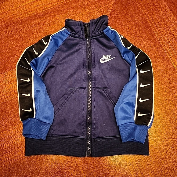 Nike Other - Nike Baby Track Jacket Size 12 Months Boys Infan Black Blue Swoosh Logo Zip A1